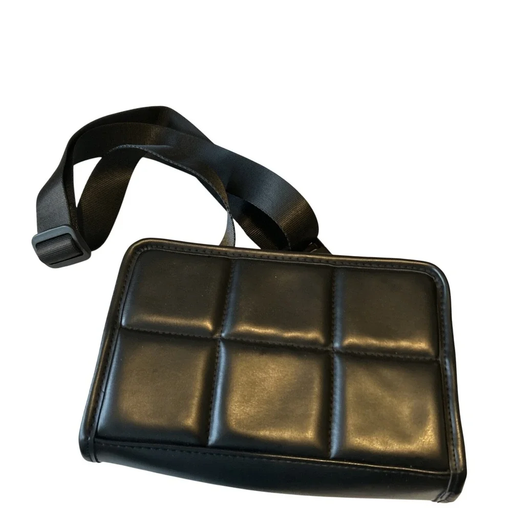Amanda Uprichard‎ NY Black Vegan Leather Quilted Fanny Pack Belt Bag